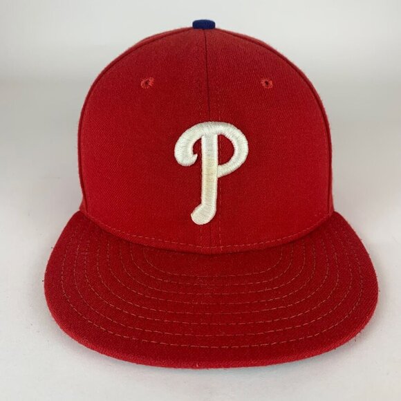 Philadelphia Philles MLB Red New Era 59Fifty Fitted Hat No Side NE Logo 7 1/4 - Picture 2 of 5